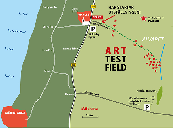 karta Art test Field på Alvaret, Öland